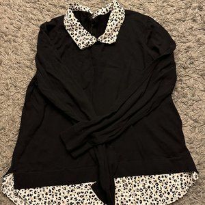 JCrew Black and Leopard Dress Shirt
